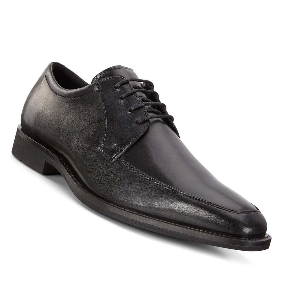 Men's Ecco Calcan Apron Toe Tie Dress Shoes Black | Canada 504EBC